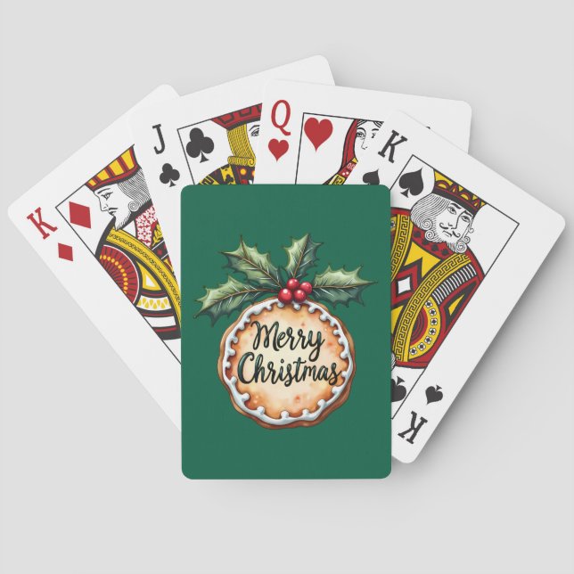 Jeu De Cartes Joyeux biscuit de Noël avec baies Holly (dos)