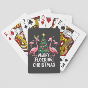 Jeu De Cartes Joyeux flocage Noël Noël Flamant rose Arbre
