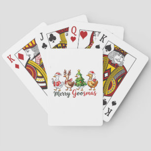Jeu De Cartes Joyeux Goosemas Oie de Noël portant le chapeau du