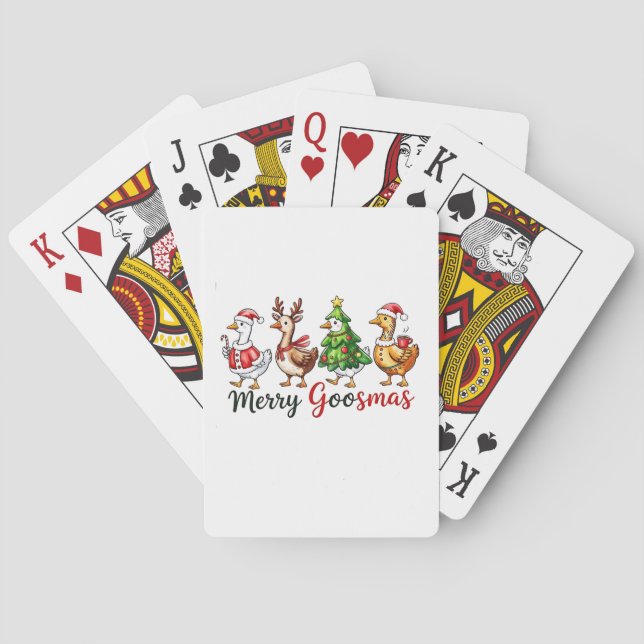 Jeu De Cartes Joyeux Goosemas Oie de Noël portant le chapeau du  (dos)