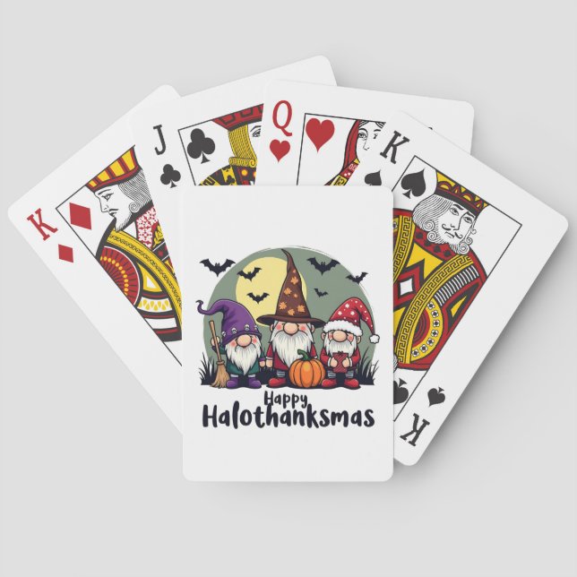 Jeu De Cartes Joyeux Hallothanksmas Noël Gnomes d'Halloween (dos)