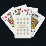 Jeu De Cartes Joyeux Hanoukka Dreidels and Stars<br><div class="desc">Un design Hanoukka amusant et festif avec des rêves et des étoiles colorés. Un design moderne,  non traditionnel,  et motif avec des dreidels stylisés et des formes géométriques Star of David.</div>