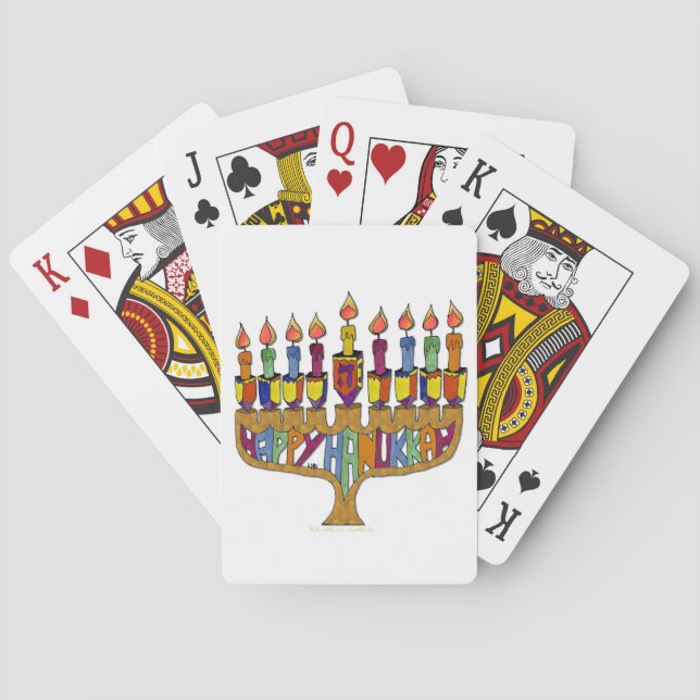 Jeu De Cartes Joyeux Hanukkah Toupies Menorah (dos)