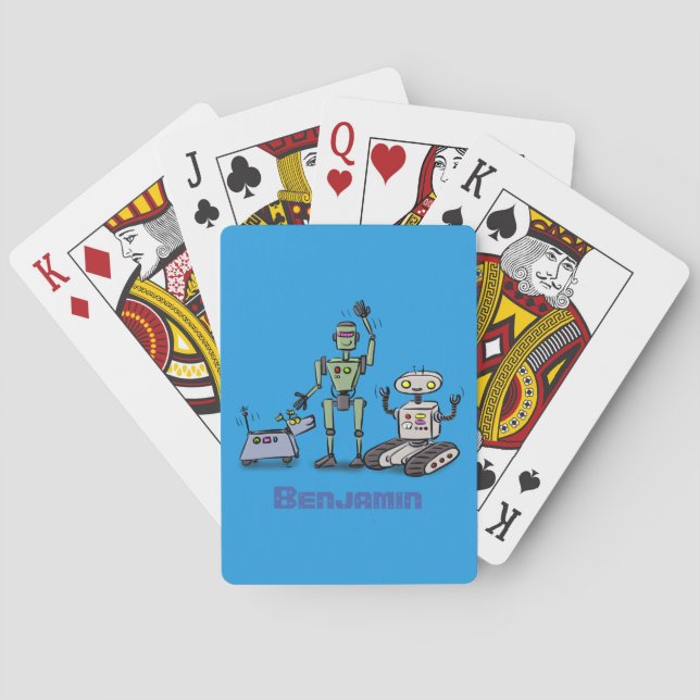 Jeu De Cartes Joyeux joli dessin de trois robots trio (dos)