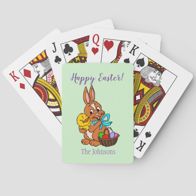 Jeu De Cartes Joyeux Lapin de Pâques et Déco de poussette de jou (dos)