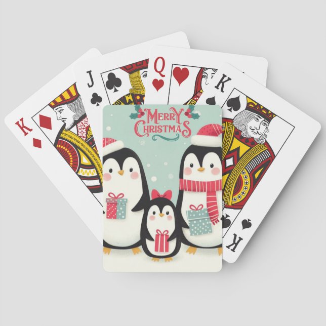 Jeu De Cartes Joyeux manchots enneigés de Noël (dos)