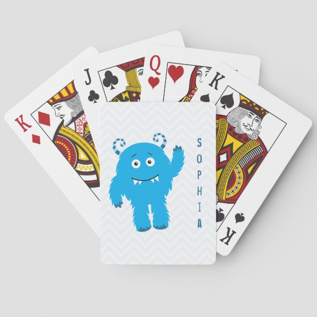 Jeu De Cartes Joyeux Monstre avec prénom, Petit Enfant (dos)