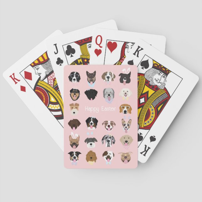 Jeu De Cartes Joyeux Motif du visage de chien de Pâques (dos)