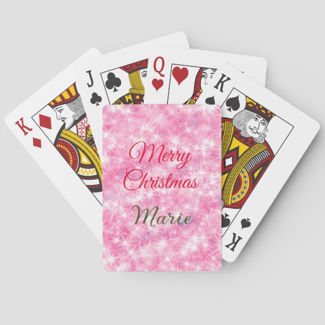 Jeu De Cartes Joyeux Noël ajouter le nom rouge pétillant parties (dos)