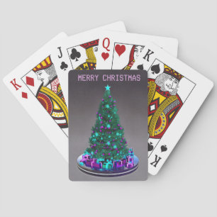 Jeu De Cartes Joyeux Noël. Arbre avec des cadeaux. Cartes à joue