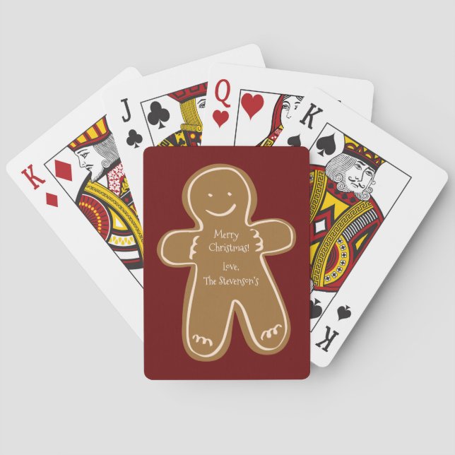 Jeu De Cartes Joyeux Noël Bonhomme en Pain d'Épice Personnalisé (dos)