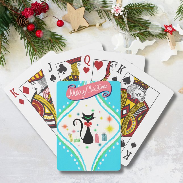 Jeu De Cartes Joyeux Noël Chat Siamois Rétro (Créateur téléchargé)