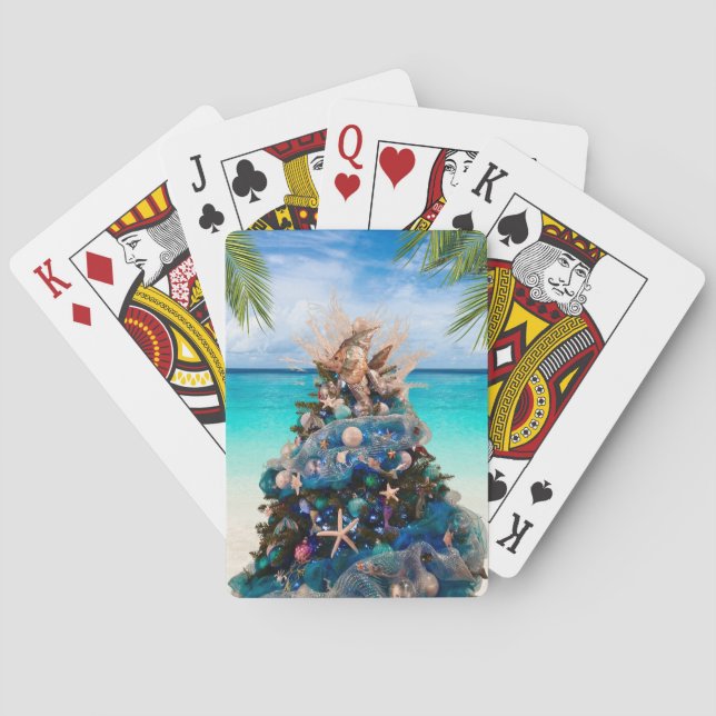 Jeu De Cartes Joyeux Noël côtier Plage tropicale Holiday Tree (dos)