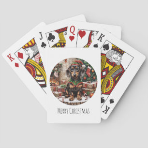 Jeu De Cartes Joyeux Noël Dachshund Chiens Elf