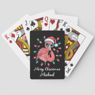 Jeu De Cartes Joyeux Noël Flamant Rose Personnalisé