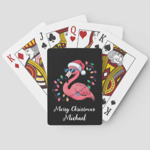 Jeu De Cartes Joyeux Noël Flamant Rose Personnalisé       