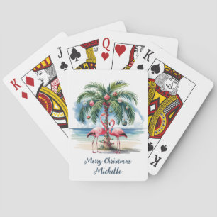 Jeu De Cartes Joyeux Noël Flamant Rose Personnalisé