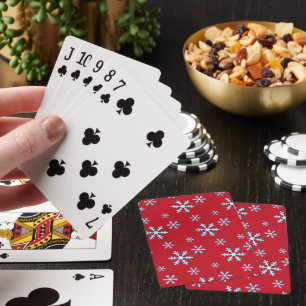 Jeu De Cartes Joyeux Noël Flocon de Neige Bleu Vacances Hiver