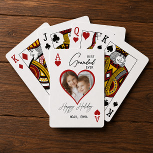 Jeu De Cartes Joyeux Noël Meilleur Grand-Père Photo As de Cœur