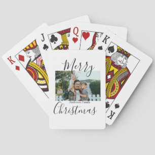 Jeu De Cartes Joyeux Noël photo de famille moderne élégant rusti