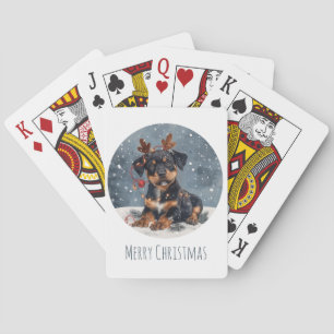 Jeu De Cartes Joyeux Noël Rottweiler Chien Reindeer