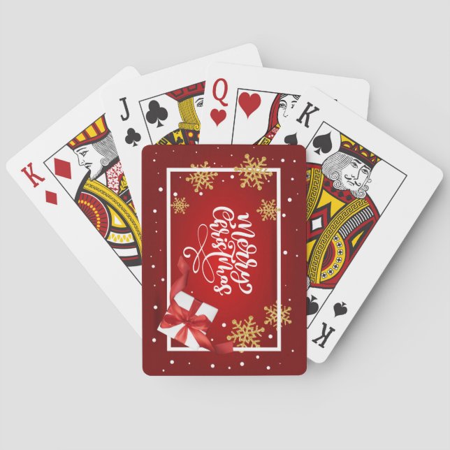 Jeu De Cartes Joyeux Noël Rouge or Parties scintillant Jouer des (dos)