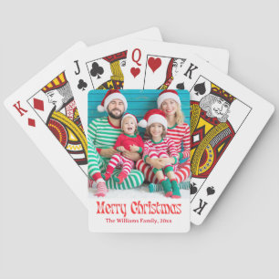 Jeu De Cartes joyeux noël rouge rétro script vacances photo