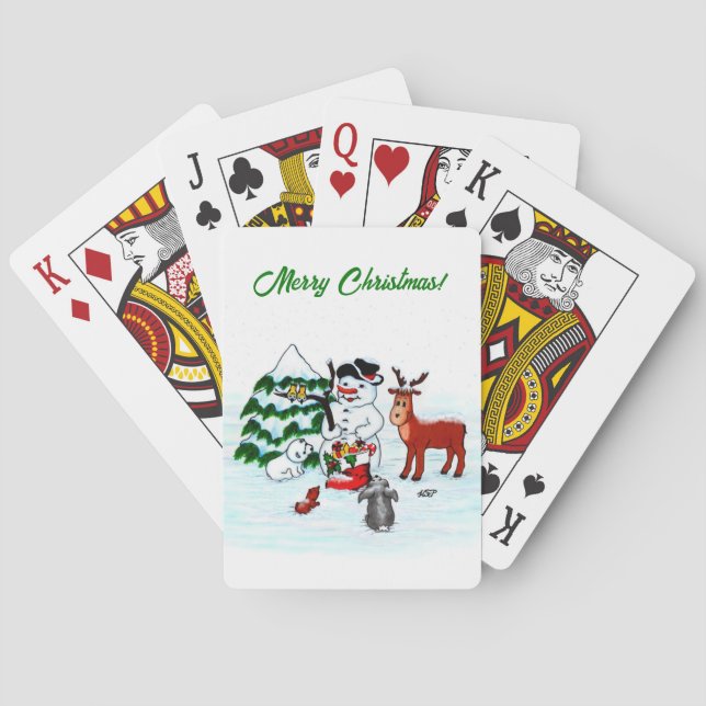 Jeu De Cartes Joyeux Noël ! Snowman avec amis (dos)