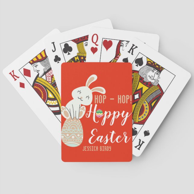 Jeu De Cartes Joyeux Pâques, lapin de Pâques simple jolie famill (dos)