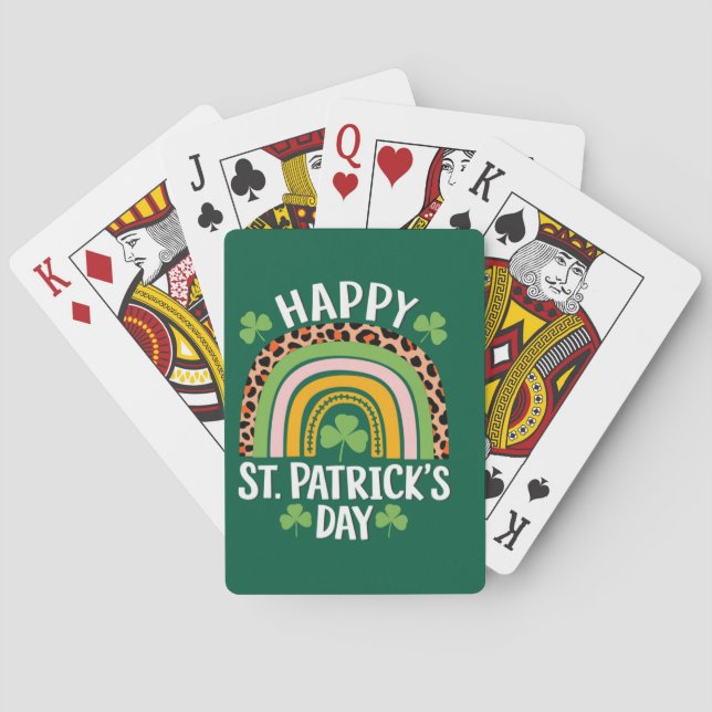 Jeu De Cartes Joyeux Saint Patrick's Day Shamrock arc-en-ciel (dos)