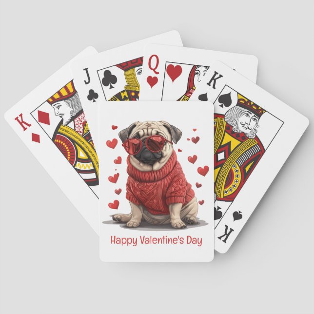 Jeu De Cartes Joyeux Valentines Day Carlin Chien (dos)