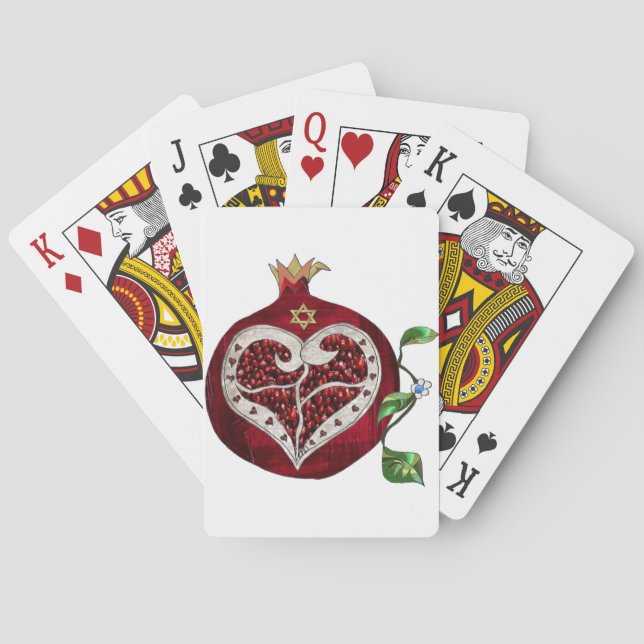 Jeu De Cartes Judaica Pomegranate Heart Hanoukka Rosh Hashanah (dos)