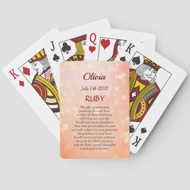 Jeu De Cartes Juillet Birthstone Ruby design (dos)
