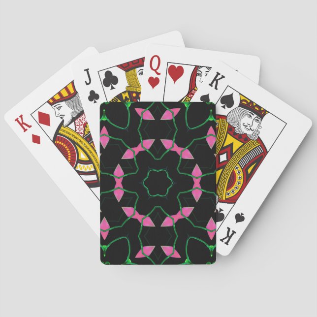 Jeu De Cartes Kaleidoscope Émeraude et Rose (dos)