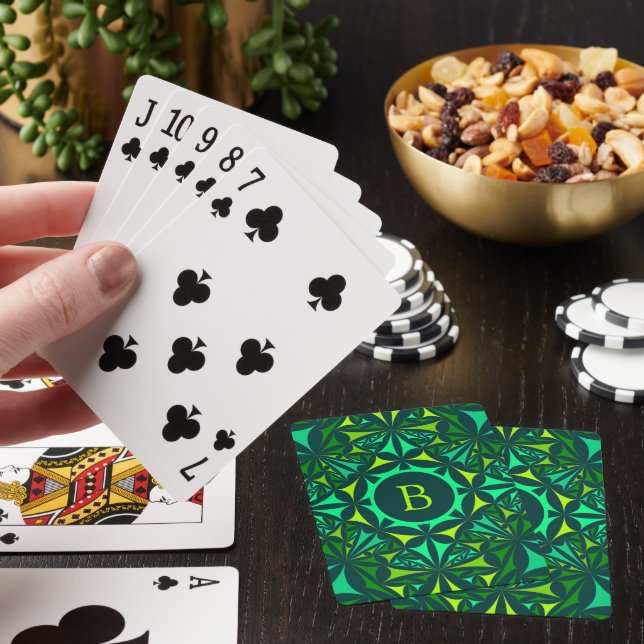 Jeu De Cartes Kaleidoscope Monogramme Orné Vert Émeraude (In Situ)