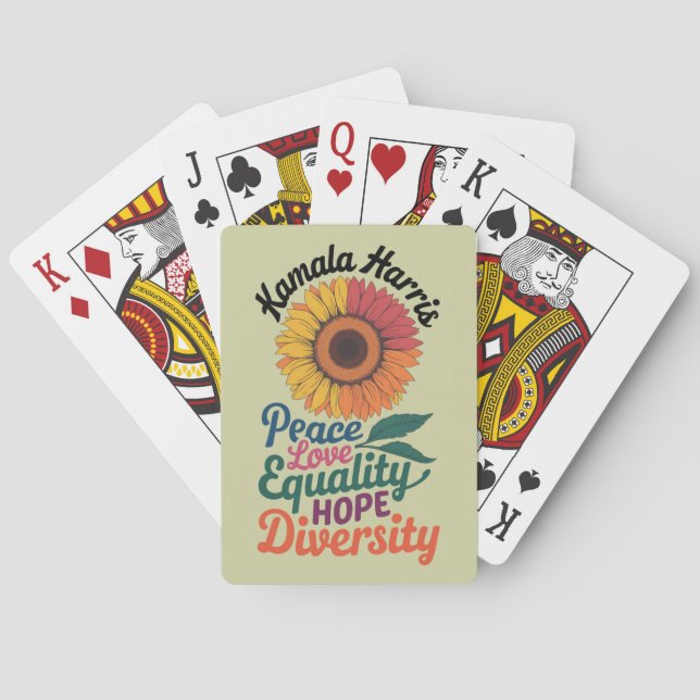 Jeu De Cartes Kamala Harris Peace Love Equality Hope Diversity (dos)