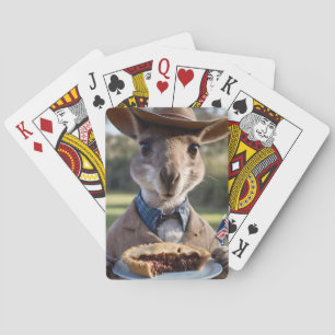 Jeu De Cartes Kangourou Australien tenant une tourte à la viande