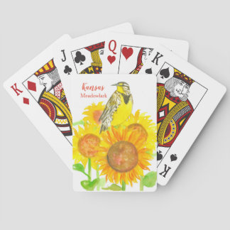 Jeu De Cartes Kansas Souvenir Meadowlark Bird Sunflowers