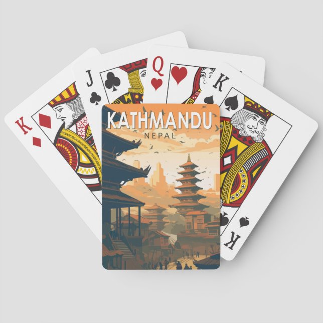 Jeu De Cartes Kathmandu Nepal Travel Art Vintage (dos)