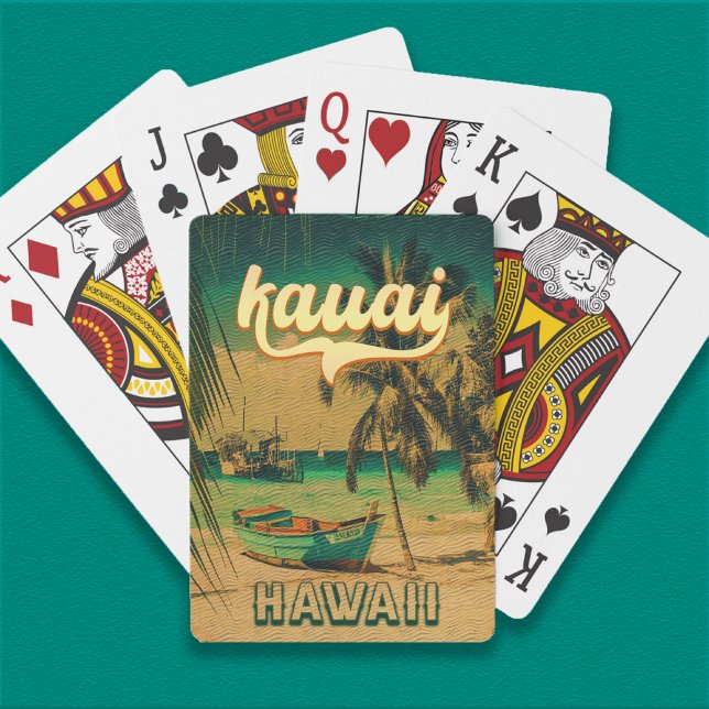 Jeu De Cartes Kauai Beach Hawaii Palmiers rétro 60s Souvenirs (Créateur téléchargé)