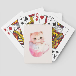 Jeu De Cartes Kawaii Chat Chibi Rose Blushing