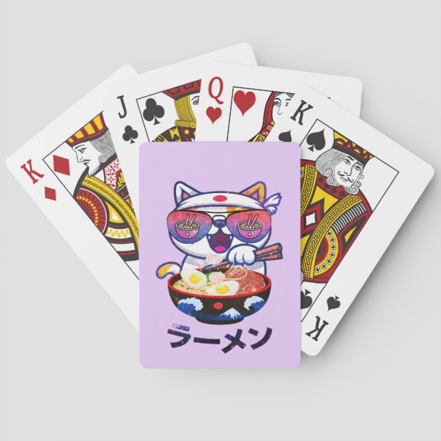 Jeu De Cartes Kawaii Chat Manger Ramen - Jolies nouilles japonai (dos)