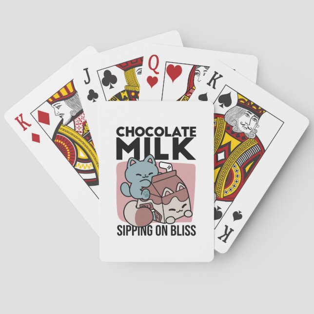 Jeu De Cartes Kawaii Chocolate Milk Cat – Cozy Drink & Cuteness  (dos)