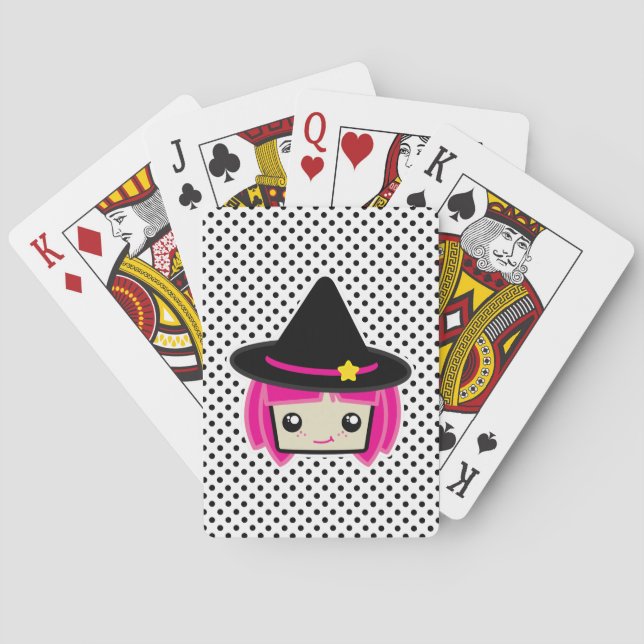 Jeu De Cartes Kawaii Pink Haired Witch Jouer des cartes (dos)