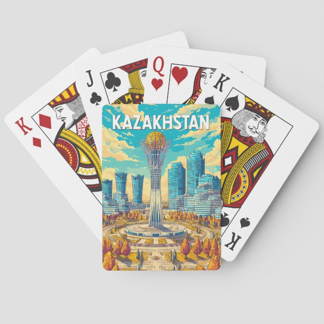 Jeu De Cartes Kazakhstan Illustration Travel Art Vintage (dos)
