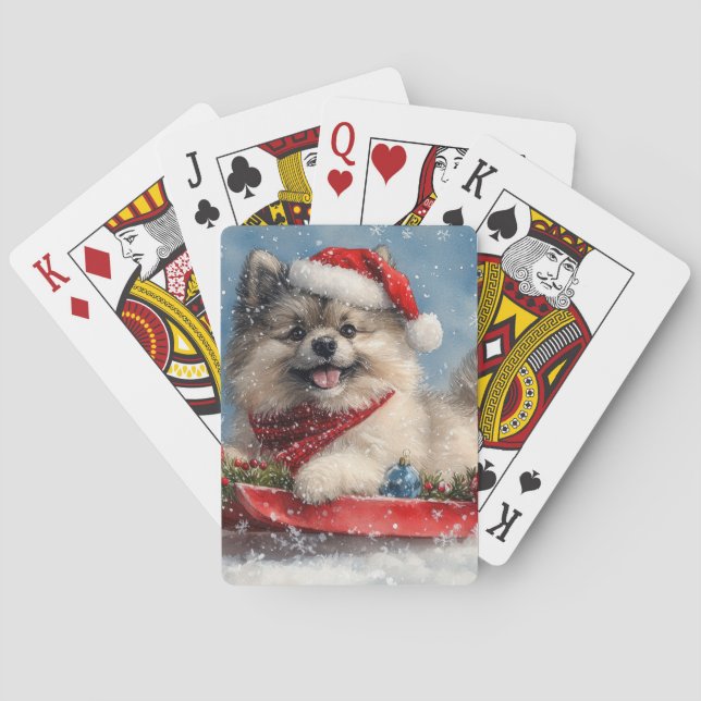 Jeu De Cartes Keeshond Chien dans la corniche laissez-le neiger  (dos)