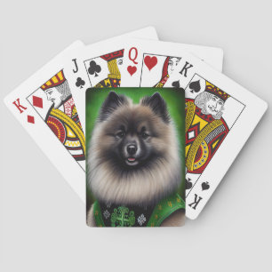 Jeu De Cartes Keeshond Dog en tenue de jour St. Patrick
