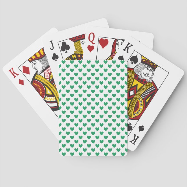 Jeu De Cartes Kelly Coeurs polka vert sur blanc (dos)