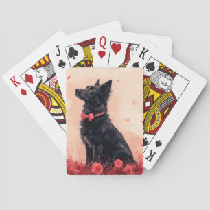 Jeu De Cartes Kelpie australien avec des roses - Saint-Valentin