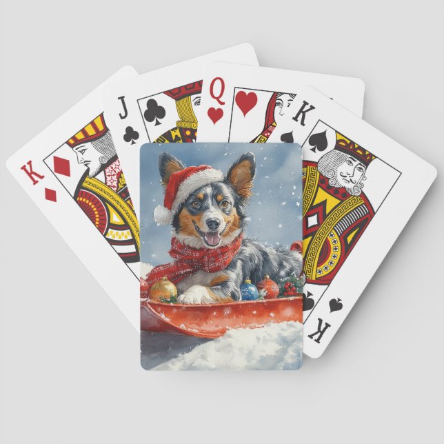 Jeu De Cartes Kelpie australienne dans Sledge laissez-le neiger  (dos)
